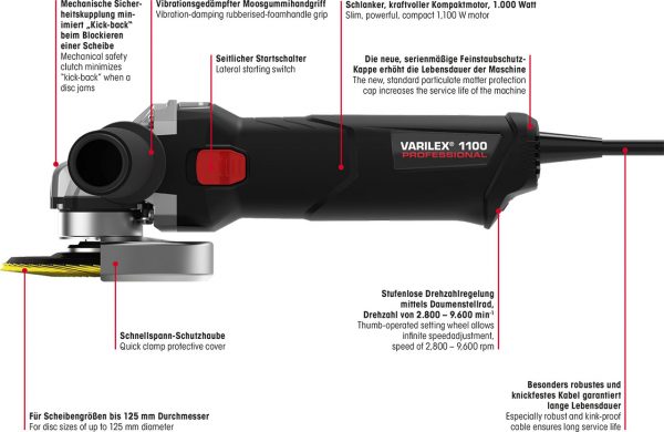 VARILEX® WSF 1100 Machine | Compact Variable Speed Angle Grinder